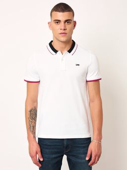 Lee - Mens Solid White Polo T-Shirt (Slim)