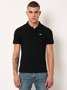 Lee - Mens Solid Black Polo T-Shirt (Slim)