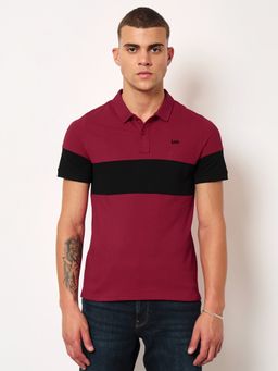 Lee - Mens Colorblock Red Polo T-Shirt (Slim)