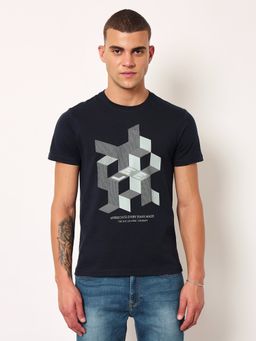 Lee - Mens Printed Navy Crew Neck T-Shirt (Slim)