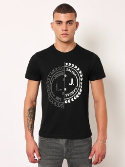 Lee - Mens Printed Black Crew Neck T-Shirt (Slim)