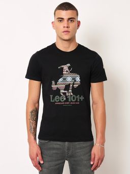 Lee - Mens Graphic Print Black Crew Neck T-Shirt (Slim)
