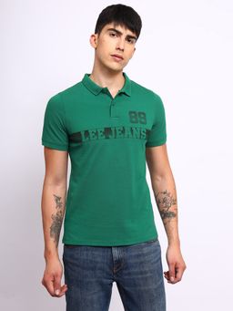 Lee - Mens Logo Green Polo T-Shirt (Slim)