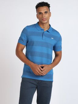 Lee - Mens Striped Blue Polo T-Shirt (Slim)