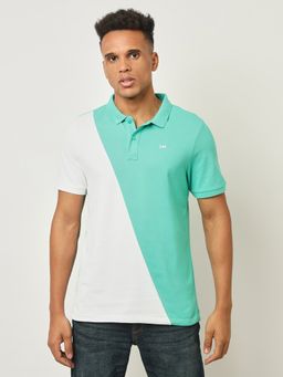 Lee - Mens Colorblock Green Polo T-Shirt (Slim)
