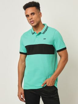 Lee - Mens Colorblock Green Polo T-Shirt (Slim)