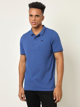 Lee - Mens Solid Blue Polo T-Shirt (Slim)