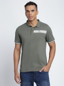 Lee - Mens Printed Green Polo T-Shirt (Slim)