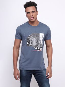 Lee - Mens Graphic Print Blue T-Shirt (Slim)