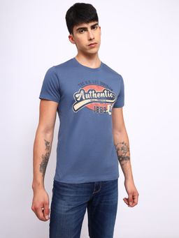 Lee - Mens Graphic Print Blue T-Shirt (Slim)