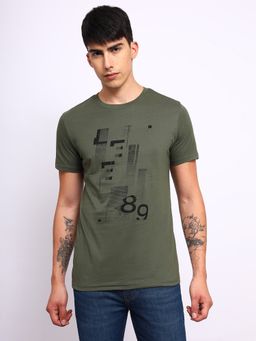 Lee - Mens Graphic Print Green T-Shirt (Slim)