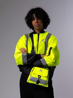 NO MORE - Neon Green Strobe Drawstring Crossbody Bag