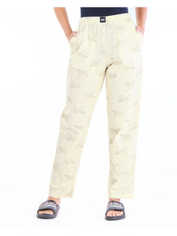 Bewakoof - Women's Cream All Over Printed Pyjamas