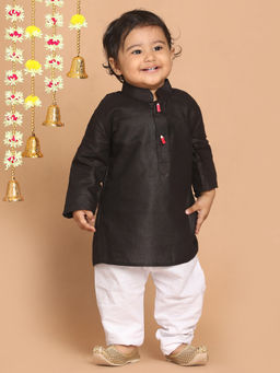 Vastramay - Infant Boys Black Cotton Blend Kurta