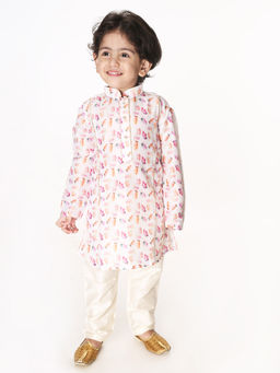 Vastramay - Infant Boys White Cotton Blend Kurta Pyjama (Set of 2)