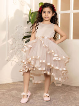 Toy Balloon Kids - Beige Girls Party Wear Dress