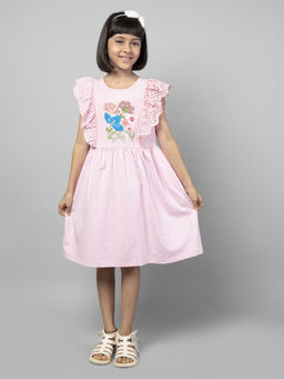 ZIP ZAP ZOOP - Pink Short Sleeve Floral Printed Flip Sequin Dress