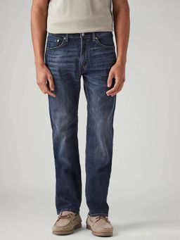Levi's - Mens 505 Dark Blue Straight Fit Mid Rise Cross Hatch Jeans