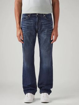 Levi's - Mens 555 Dark Blue Relaxed Straight Fit Mid Rise Cross Hatch Jeans