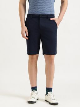 United Colors of Benetton - Navy Blue Slim Fit Solid Shorts