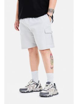 Snitch - Light Grey Textured Regular Casual Plus Size Shorts