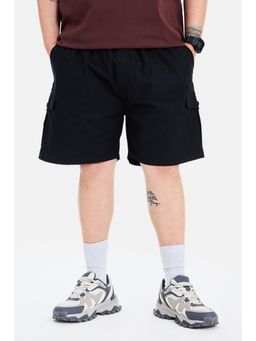 Snitch - Black Textured Regular Casual Plus Size Shorts