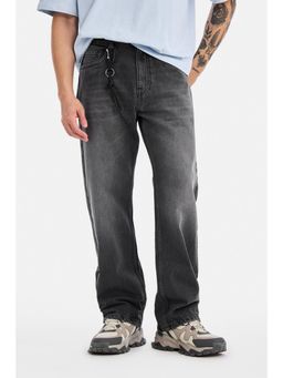 Snitch - Mens Charcoal Grey Washed Straight Casual Jeans
