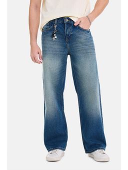 Snitch - Mens Blue Light Distressed Loose Casual Jeans