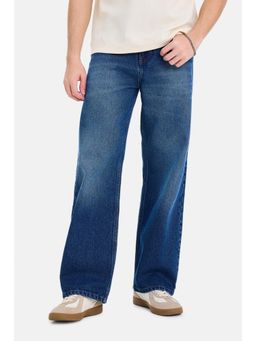 Snitch - Mens Dark Blue Light Distressed Loose Casual Jeans