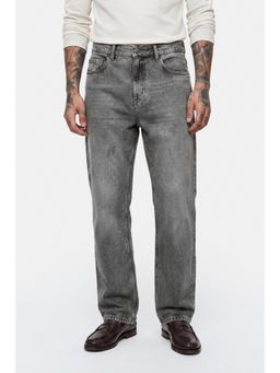 Snitch - Mens Grey Acid Wash Straight Casual Jeans