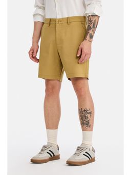 Snitch - Mens Mustard Solid Relaxed Casual Shorts