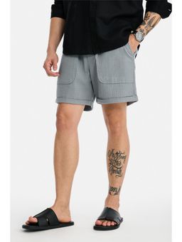 Snitch - Mens Light Grey Textured Relaxed Casual Shorts