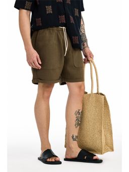 Snitch - Mens Brown Textured Relaxed Casual Shorts