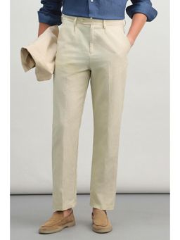 Allen Solly - Mens Cream Solid Casual Trouser