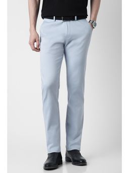 Peter England - Mens Light Grey Solid Super Slim Fit Trouser