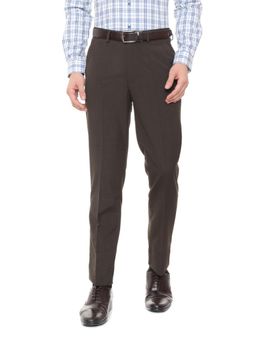 Peter England - Mens Brown Solid Formal Trouser