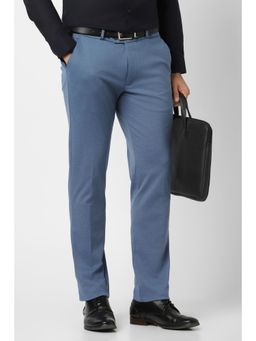 Peter England - Mens Blue Solid Trouser
