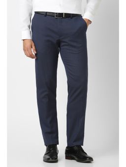 Peter England - Mens Navy Blue Solid Trouser