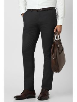 Peter England - Mens Black Solid Trouser