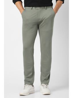 Peter England - Mens Green Solid Trouser