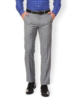 Van Heusen - Mens Grey Checks Slim Fit Trouser