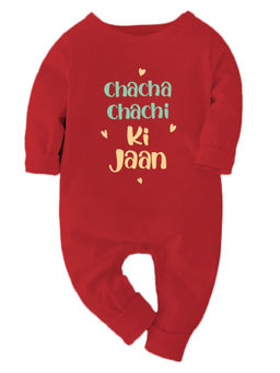 Zeezeezoo - Family Theme Full Sleeves Chacha Chachi Ki Jaan Printed Baby Bodysuit - Red