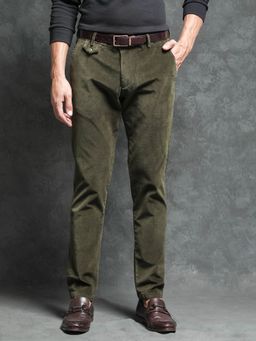 Rare Rabbit - Cloy Primary Olive Solid Trousers