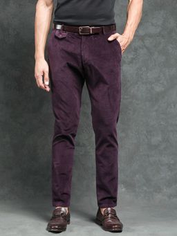 Rare Rabbit - Cloy Primary Purple Solid Trousers