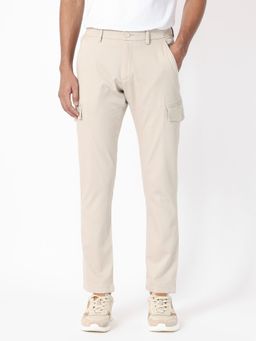 Rare Rabbit - Curo Primary Beige Solid Trousers