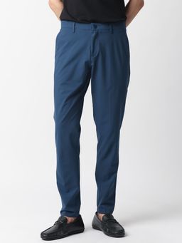 Rare Rabbit - Drivers Dark Blue Solid Trousers