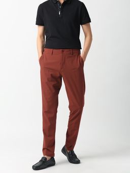 Rare Rabbit - Drivers Dark Rust Solid Trousers