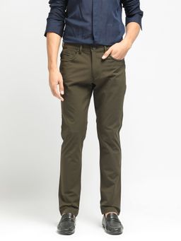 Rare Rabbit - Spark Dark Olive Solid Trousers