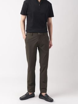 Rare Rabbit - Travellers Dark Olive Solid Trousers