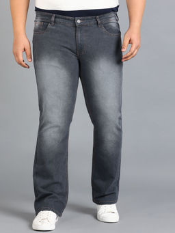 Urbano Plus - Mens Dark Grey Washed Bootcut Jeans Stretchable